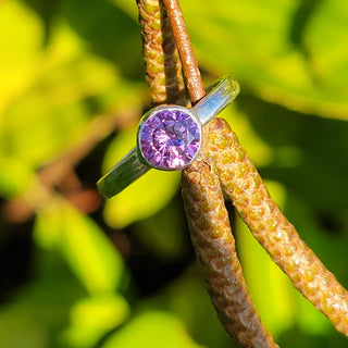 Sterling Silver Ring with Purple Cubic Zirconia