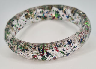 Multicolour Glitter Faceted Resin Bangle Red