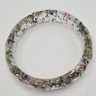 Multicolour Glitter Faceted Resin Bangle Red