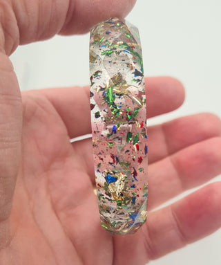 Multicolour Glitter Faceted Resin Bangle Red