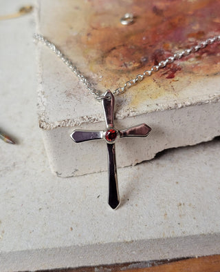 Handmade Sterling Silver Cross with Zirconia stone