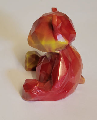 Red Gold Faceted Resin Teddy Bear