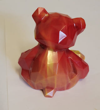 Red Gold Faceted Resin Teddy Bear