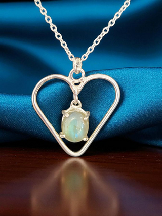Sterling Silver Heart Necklace Labradorite