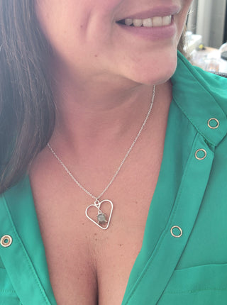 Sterling Silver Heart Necklace Labradorite