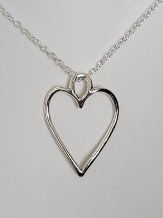 Sterling Silver Curved Heart Necklace