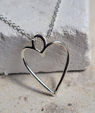Sterling Silver Curved Heart Necklace