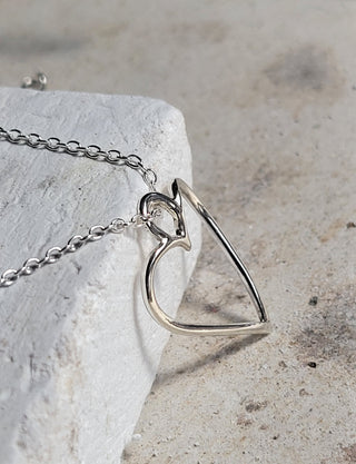 Sterling Silver Curved Heart Necklace