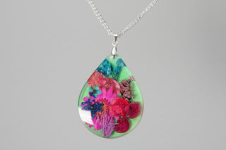 Peardrop Pressed Flower Resin Necklace
