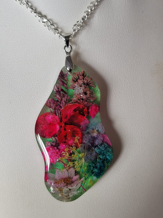 Pink Pressed Flower Resin Necklace