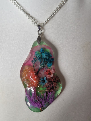 Pastel Pressed Flower Resin Necklace