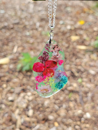Pink Pressed Flower Resin Necklace