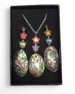 Abalone Shell Necklace Earrings Set Star Beads