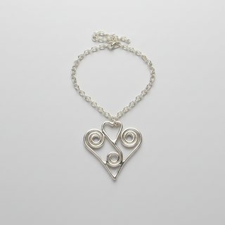 Sterling Silver Heart Necklace Swirl Detail