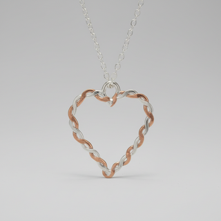 Silver and Copper Heart Necklace Twist Design