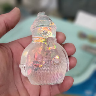 Rainbow Iridescent Resin Snowman Ornament