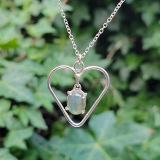 Sterling Silver Heart Necklace Labradorite