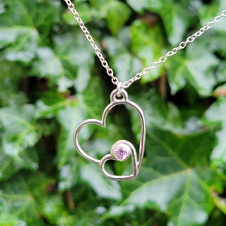 Sterling Silver Double Heart Necklace Cubic Zirconia