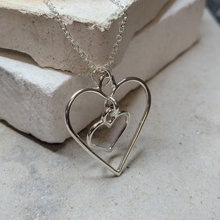 Sterling Silver Heart Necklace Dangling Heart