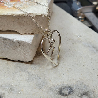 Sterling Silver Heart Necklace Dangling Heart
