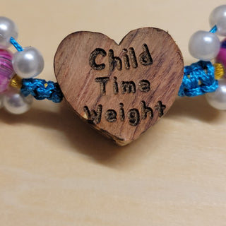Personalised heart and pink flower bead bracelet