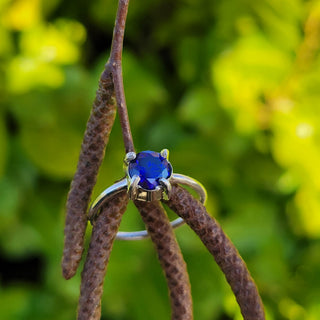 Sterling Silver Ring Blue Cubic Zirconia