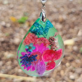 Forest Pressed Flower Resin Necklace
