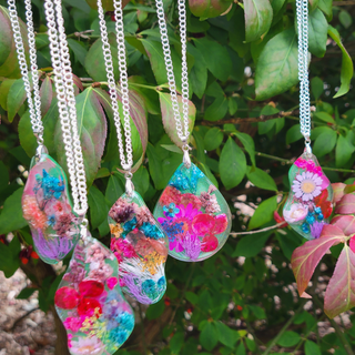 Forest Pressed Flower Resin Necklace
