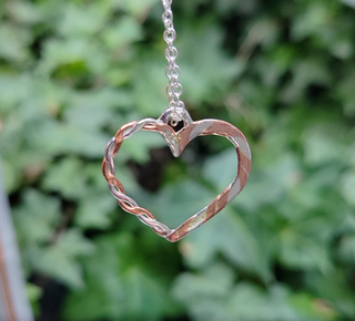 Silver and Copper blended Heart Necklace Twist Design