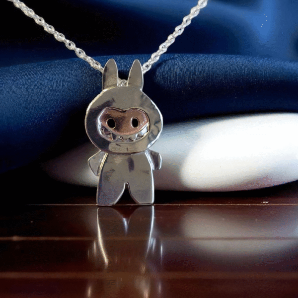Sterling silver Labubu style necklace