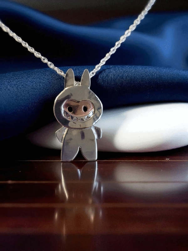 Sterling silver Labubu style necklace