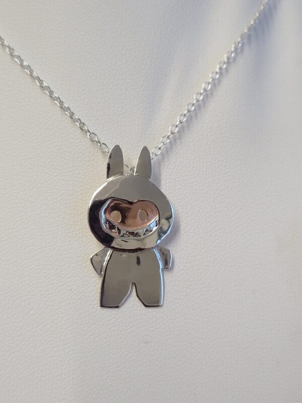 Sterling silver and copper Labubu style necklace