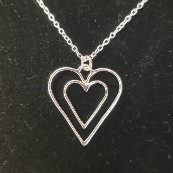 Sterling silver concentric hearts necklace